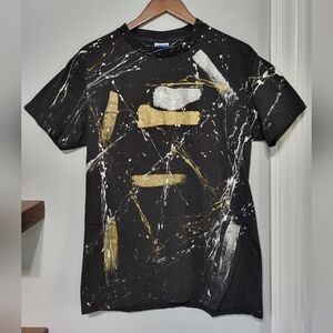 Vintage Royal First Class Black Paint Splatter Graphic SS T-shirt Men's Large